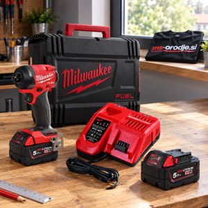 Milwaukee M18FID3-502X akumulatorski udarni vijačnik z držalom za nastavke 18 V  , 2 x 5 Ah baterija , polnilnik  in kovček