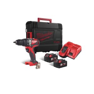 Milwaukee M18 BLPD2-502X akumulatorski vrtalnik brez ščetk, 2x 5,0 Ah bateriji in polnilnik v HD škatli