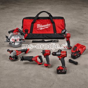 Milwaukee set M18 FPP6H3-502B petih FUEL orodij (FPD3, FIW2F12, FCS552, FSZ, FSAG-125 X) in led svetilka TLED