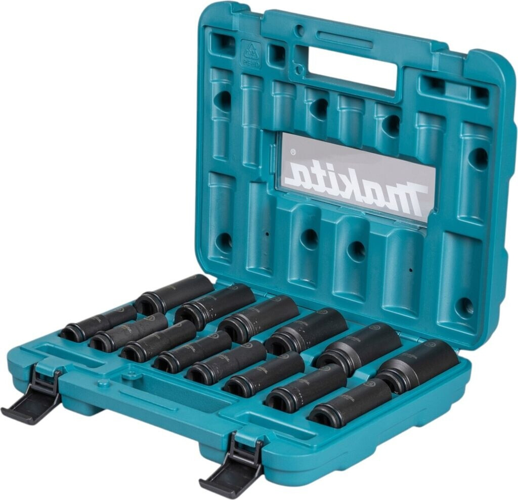 Makita komplet udarnih nastavkov, črne barve, 14 kosov, 1/2" E-16586