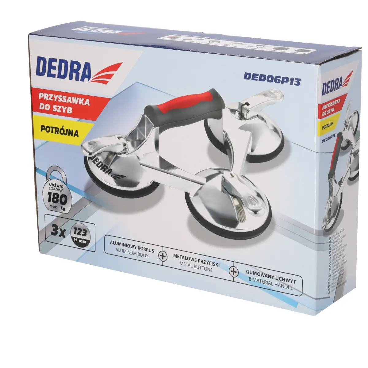 Trojni prisesek za transport stekla DEDRA DED06P13 3x123mm, največ 180kg, aluminij - slika 2