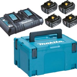 Makita set 4 baterije 18 V / 6,0 Ah,   dvojni polnilnik, s kovčkom
